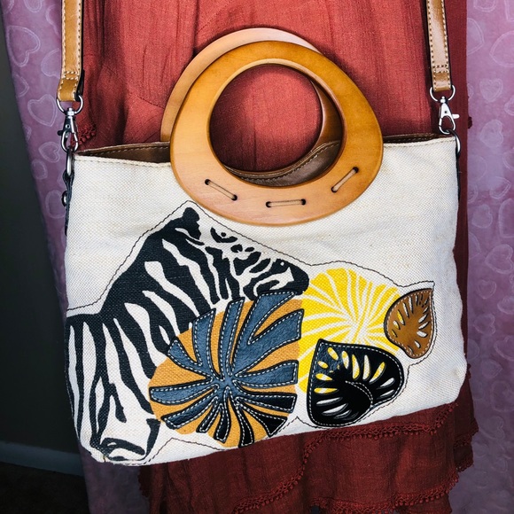 Relic Brand Safari purse handbag 👜 wooden handles - Picture 2 of 8